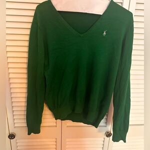 Ralph Lauren Classic Green V-Neck Sweater